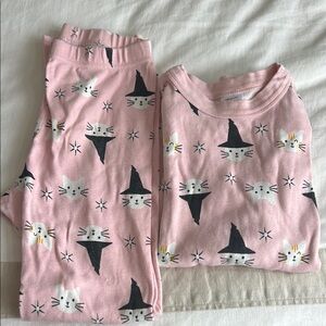 Hanna Andersson Pink and Black Cat Pajama Sets with Festive Patterns